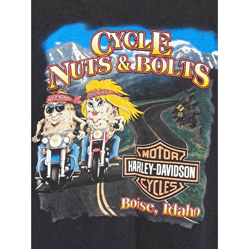 Harley Davidson T-Shirt Mens L Hanes Beefy-T Black Boise Idaho Graphic Vintage
